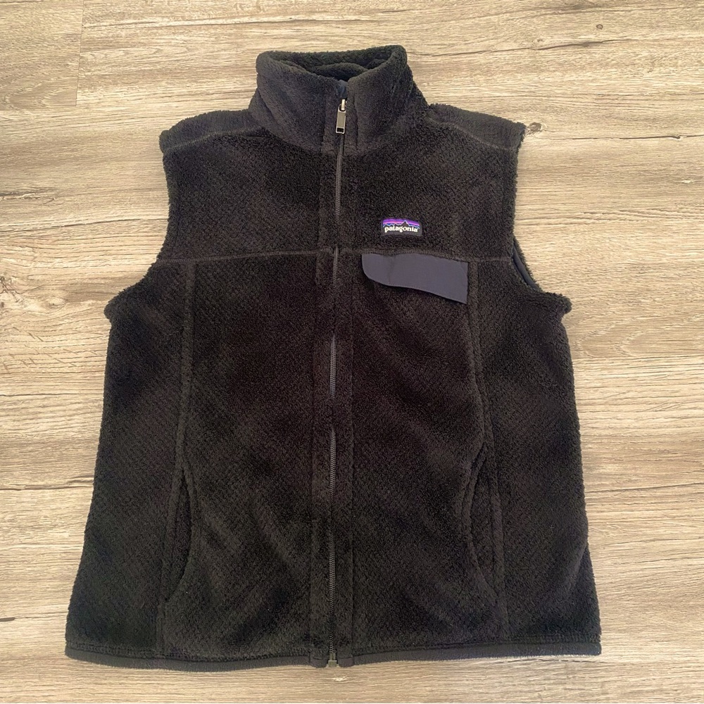 Patagonia Re-tool Black Fleece Teddy Vest With Pockets Sz Small